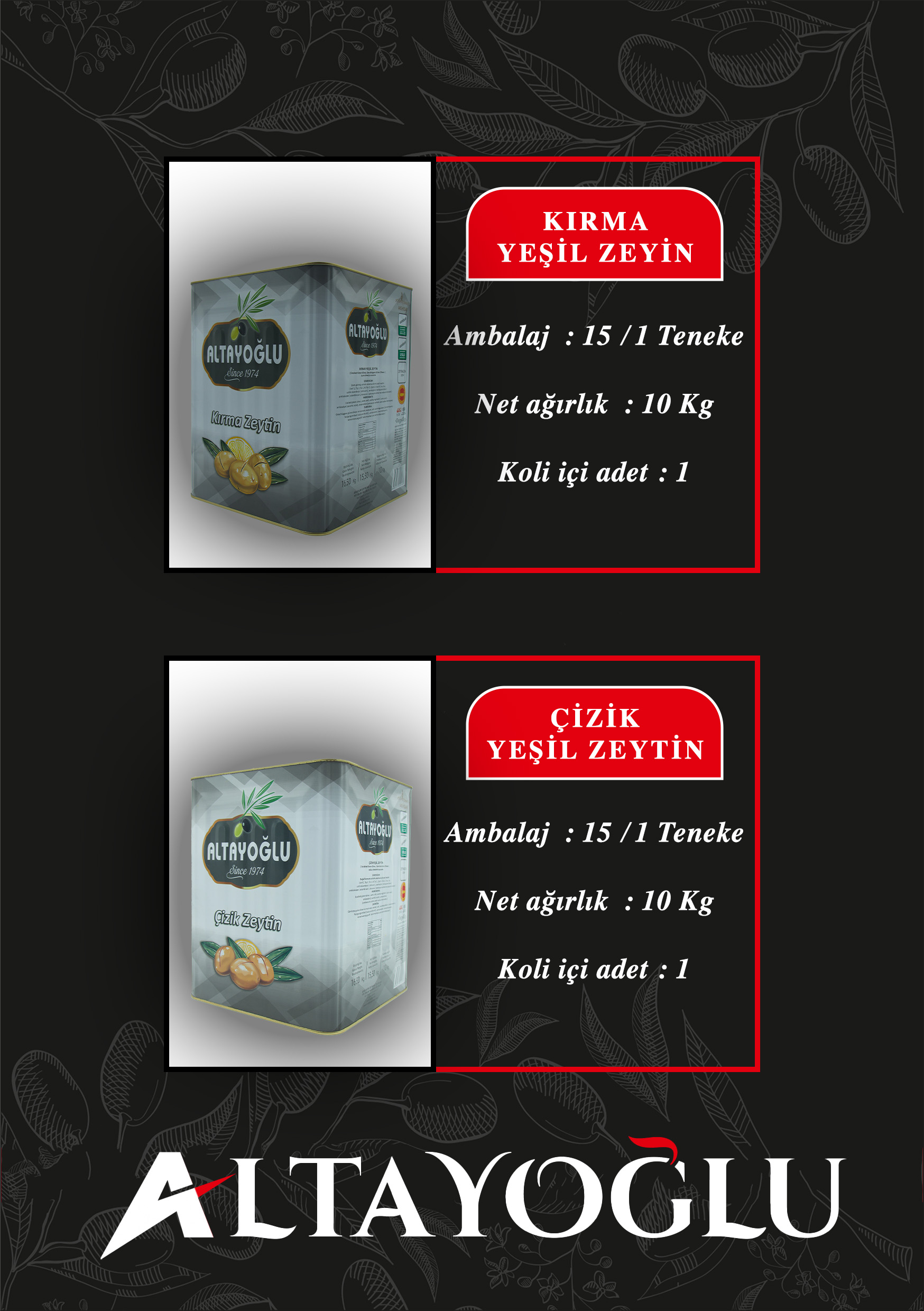 Yeşil zeytin 1500cc